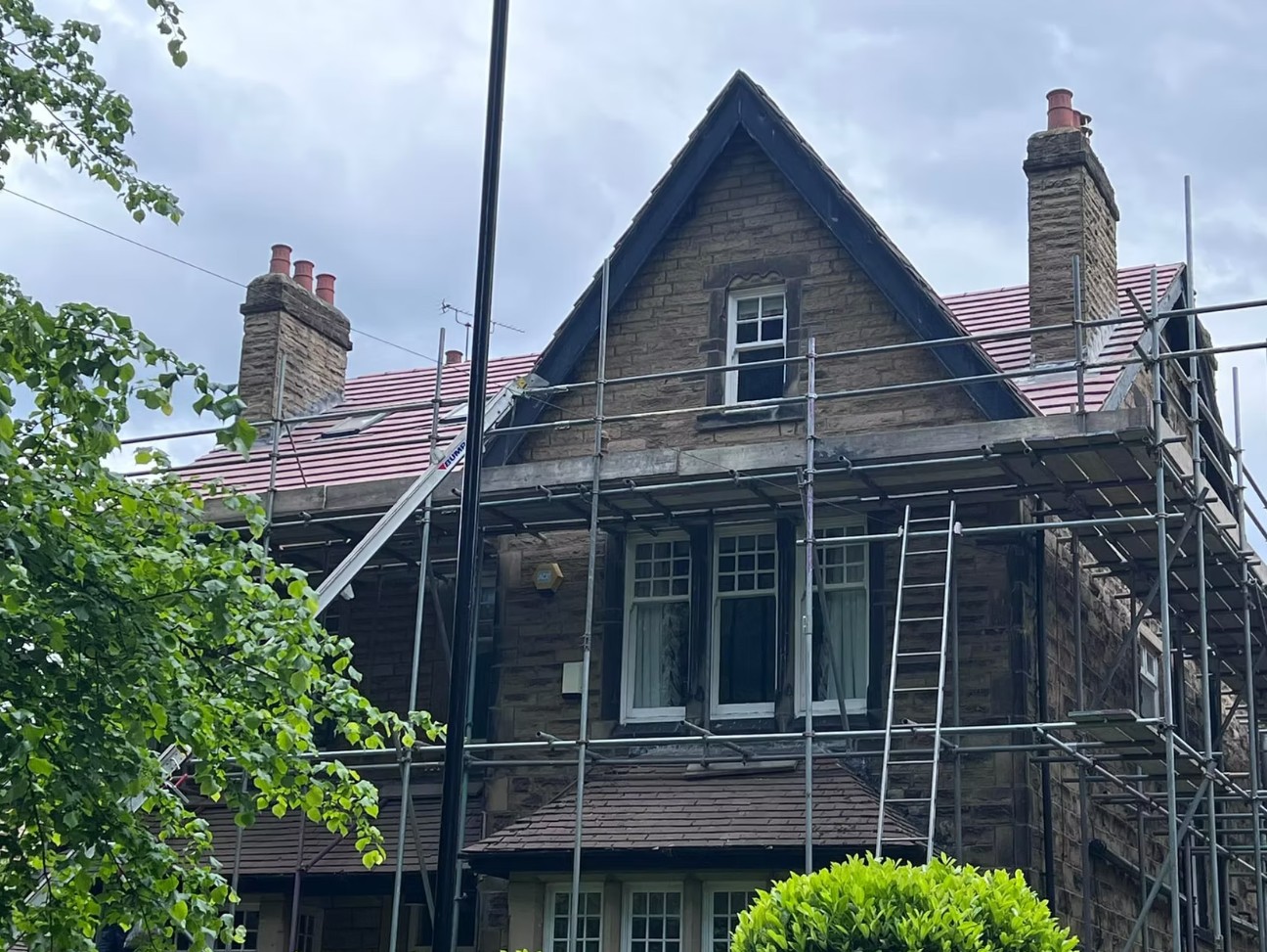 Roofing work on a stone house in West Yorkshire