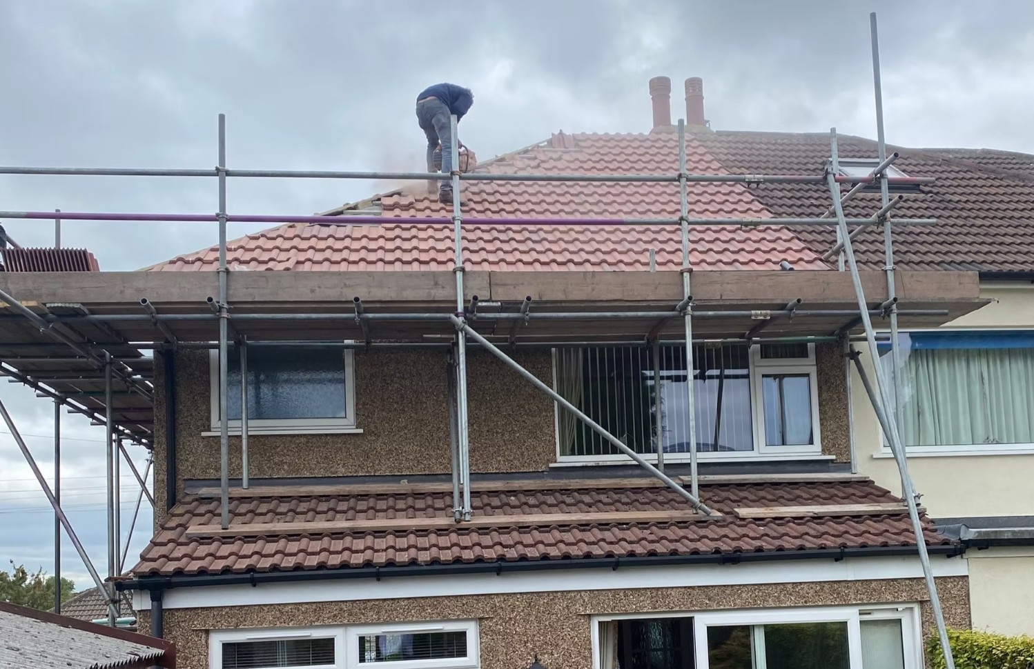 Tiled roof installation in progress in Leeds
